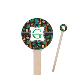 Hawaiian Masks 7.5" Round Wooden Stir Sticks - Double Sided (Personalized)