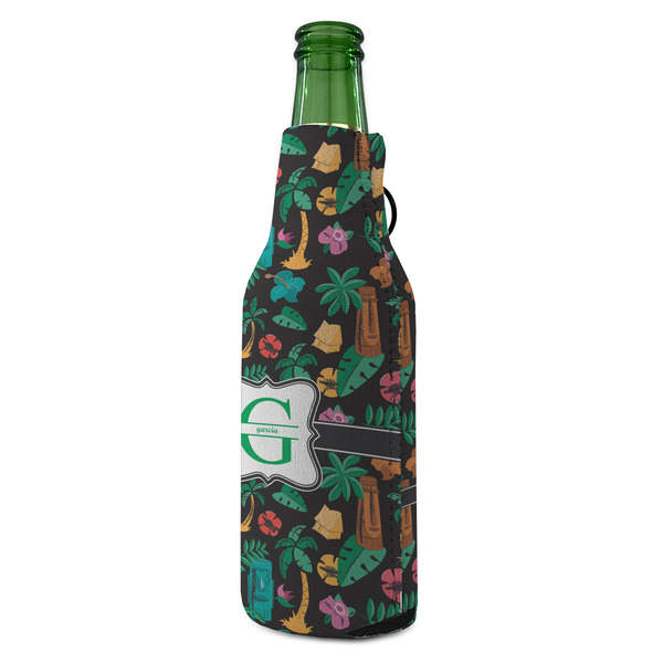 Hawaiian Masks Zipper Bottle Cooler - ANGLE (bottle)