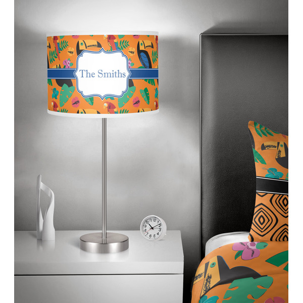 Toucans 13 inch drum lamp shade - in room