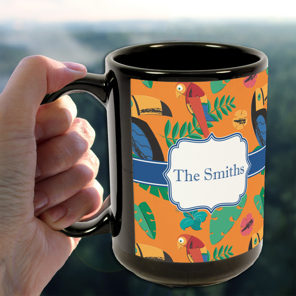 Toucans 15oz. Black Mug - LIFESTYLE