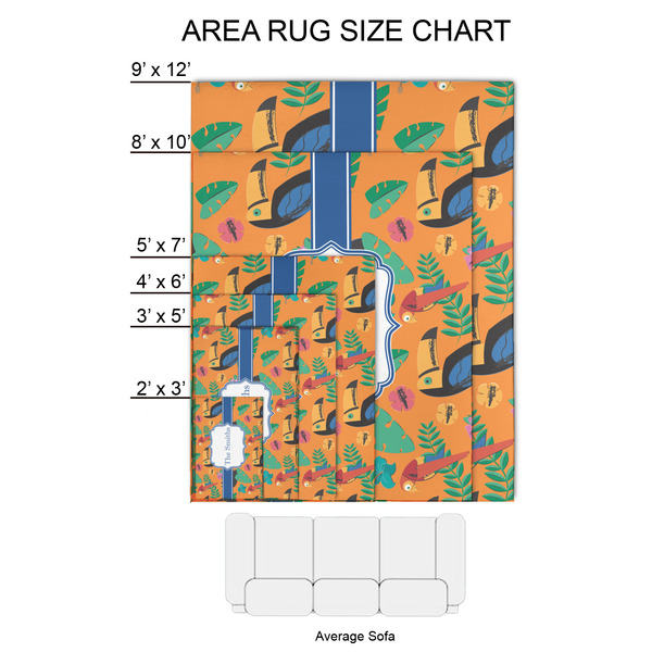Toucans 2'x3' Indoor Area Rugs - Size Chart