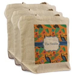 Toucans Reusable Cotton Grocery Bags - Set of 3 (Personalized)