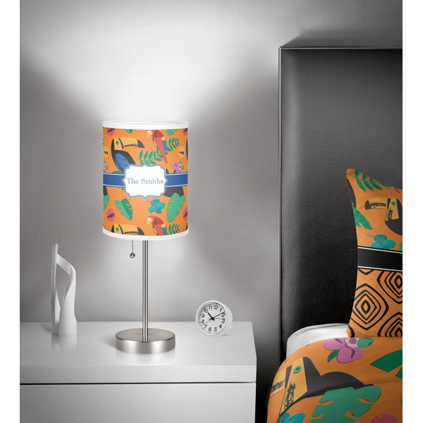 Toucans 7 inch drum lamp shade - in room