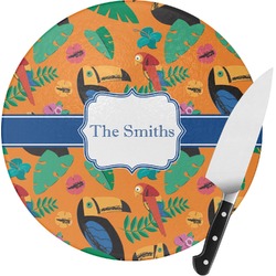 Toucans Round Glass Cutting Board - Small (Personalized)