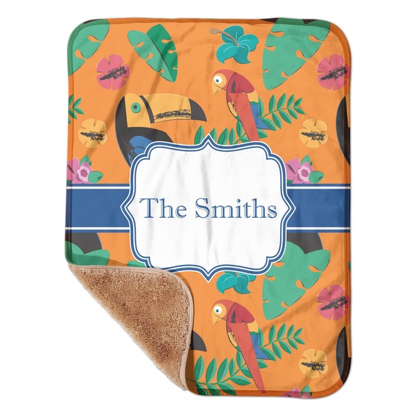 Custom Toucans Sherpa Baby Blanket - 30" x 40" w/ Name or Text