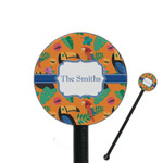 Toucans 5.5" Round Plastic Stir Sticks - Black - Single Sided (Personalized)