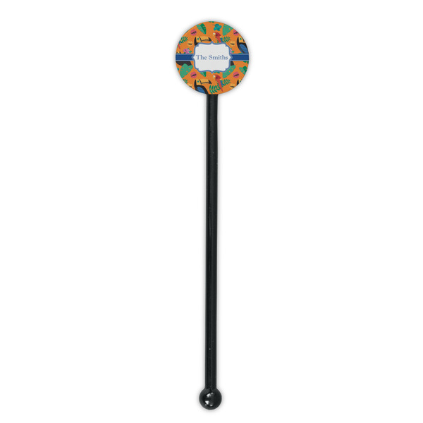 Toucans Black Plastic 5.5" Stir Stick - Round - Single Stick