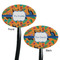 Toucans Black Plastic 7" Stir Stick - Double Sided - Oval - Front & Back