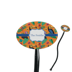Toucans 7" Oval Plastic Stir Sticks - Black - Double Sided (Personalized)