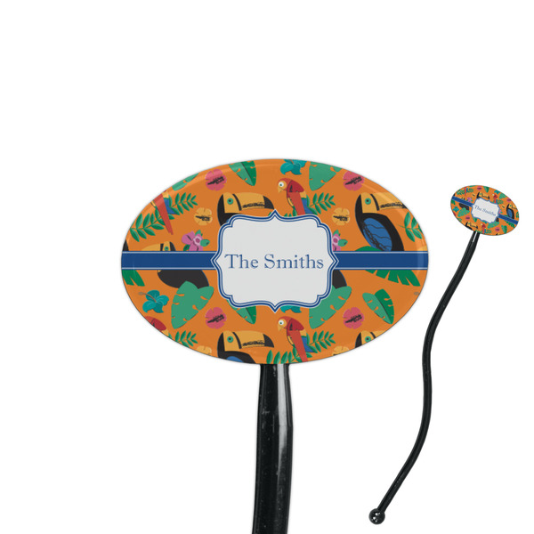 Custom Toucans 7" Oval Plastic Stir Sticks - Black - Double Sided (Personalized)