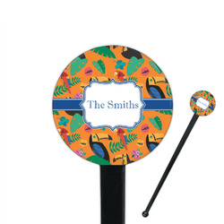 Toucans 7" Round Plastic Stir Sticks - Black - Single Sided (Personalized)