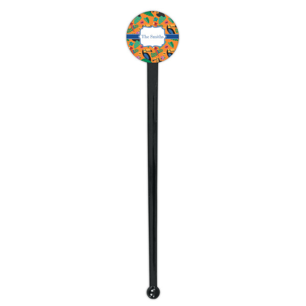 Toucans Black Plastic 7" Stir Stick - Round - Single Stick