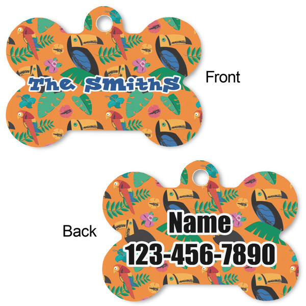 Toucans Bone Shaped Dog Tag - Front & Back