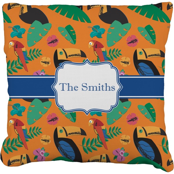 Custom Toucans Faux-Linen Throw Pillow 16" (Personalized)