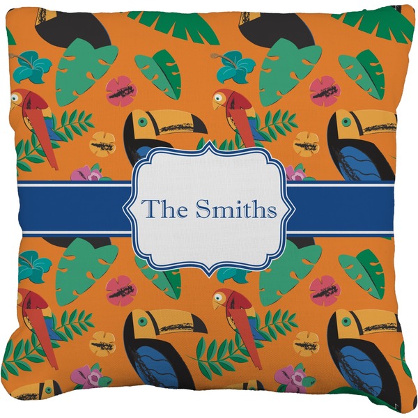 Custom Toucans Faux-Linen Throw Pillow 18" (Personalized)