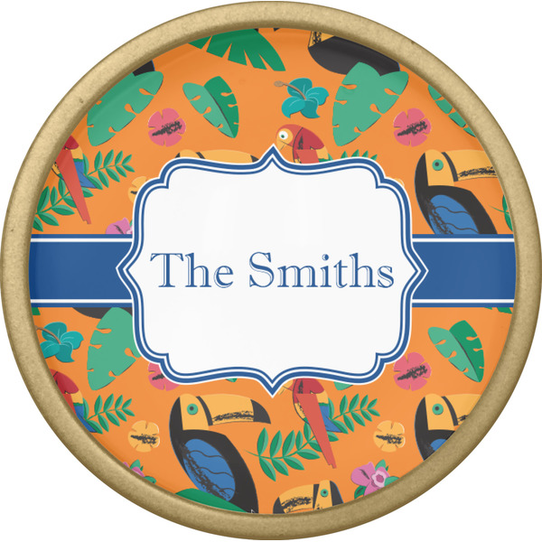 Toucans Cabinet Knob - Gold - Front