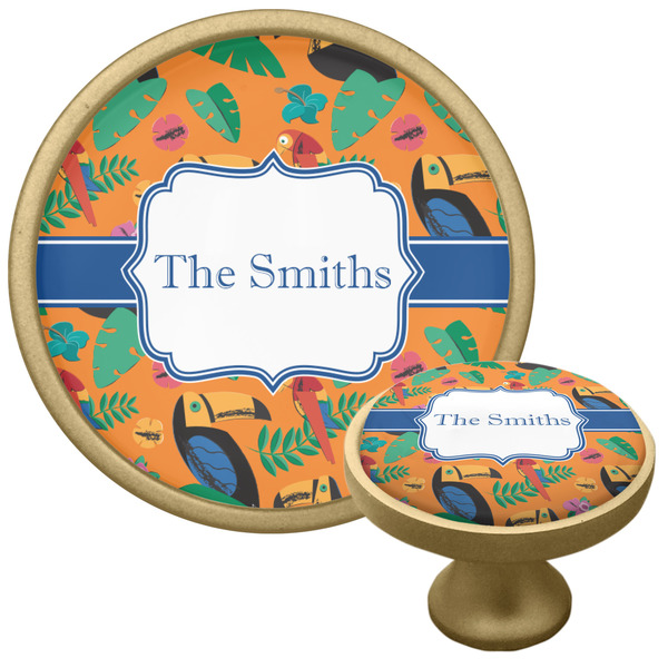 Custom Toucans Cabinet Knob - Gold (Personalized)