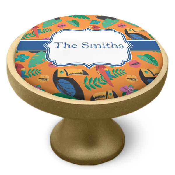 Toucans Cabinet Knob - Gold - Side