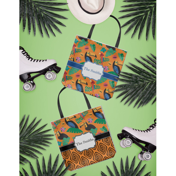 Toucans Canvas Tote Lifestyle Front and Back- 13x13