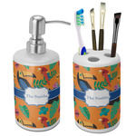Toucans Ceramic Bathroom Accessories Set (Personalized)