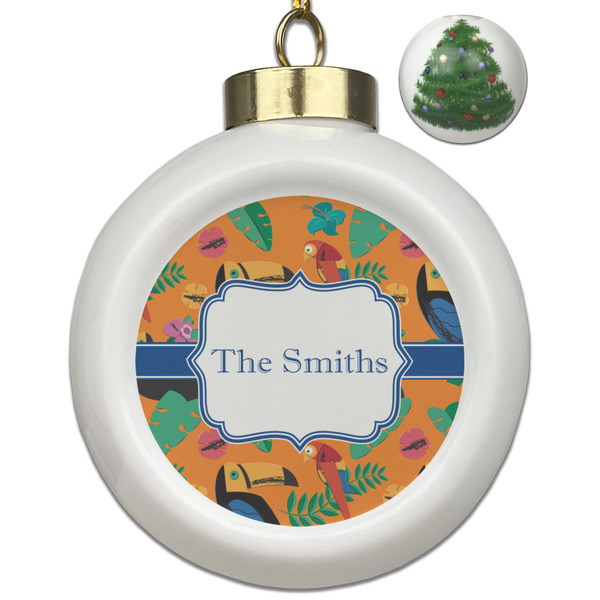 Custom Toucans Ceramic Ball Ornament - Christmas Tree (Personalized)