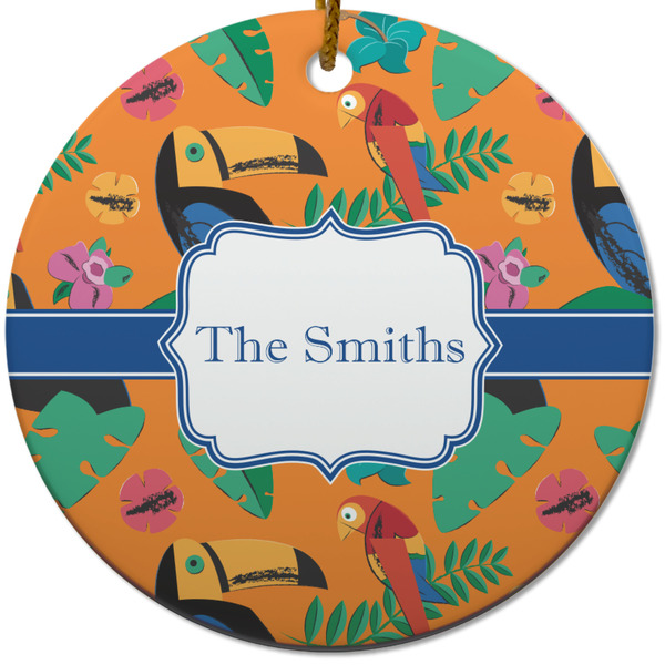 Custom Toucans Round Ceramic Ornament w/ Name or Text