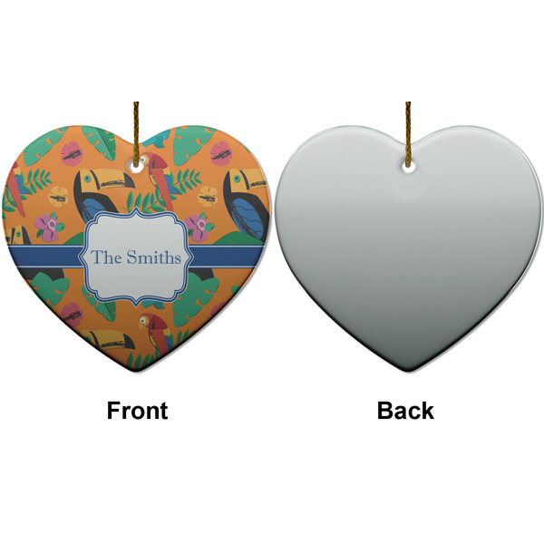 Toucans Ceramic Flat Ornament - Heart Front & Back (APPROVAL)
