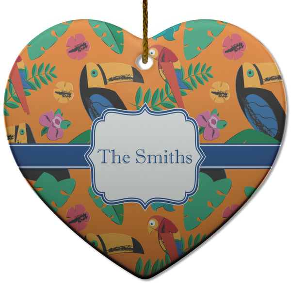 Custom Toucans Heart Ceramic Ornament w/ Name or Text