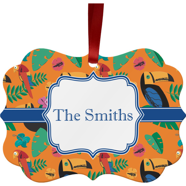 Custom Toucans Metal Frame Ornament - Double Sided w/ Name or Text