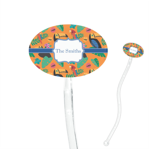Custom Toucans 7" Oval Plastic Stir Sticks - Clear (Personalized)