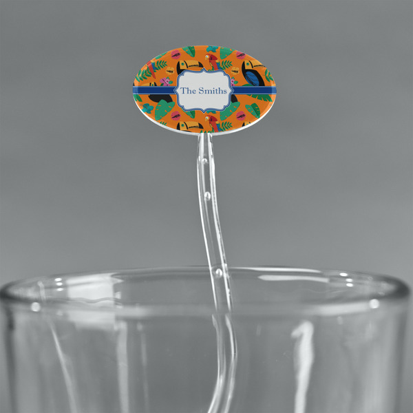 Toucans Clear Plastic 7" Stir Stick - Oval - Main