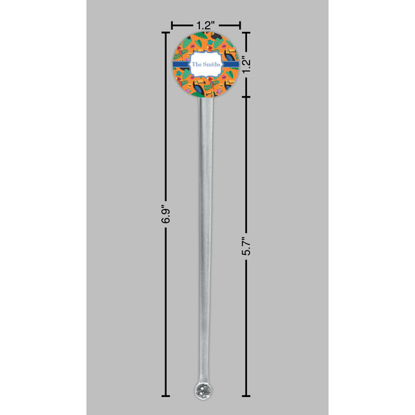 Toucans Clear Plastic 7" Stir Stick - Round - Dimensions
