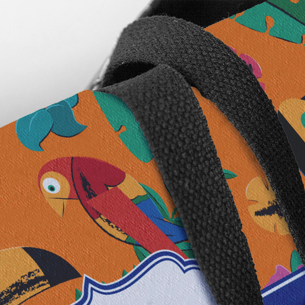 Toucans Closeup of Tote w/Black Handles