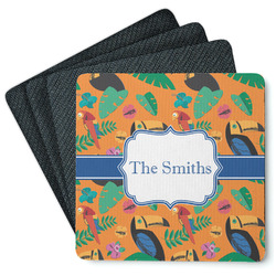 Toucans Square Rubber Backed Coasters - Set of 4 (Personalized)