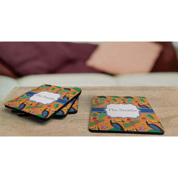Toucans Coaster Rubber Back - On Coffee Table