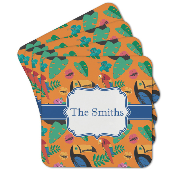 Custom Toucans Cork Coaster - Set of 4 w/ Name or Text
