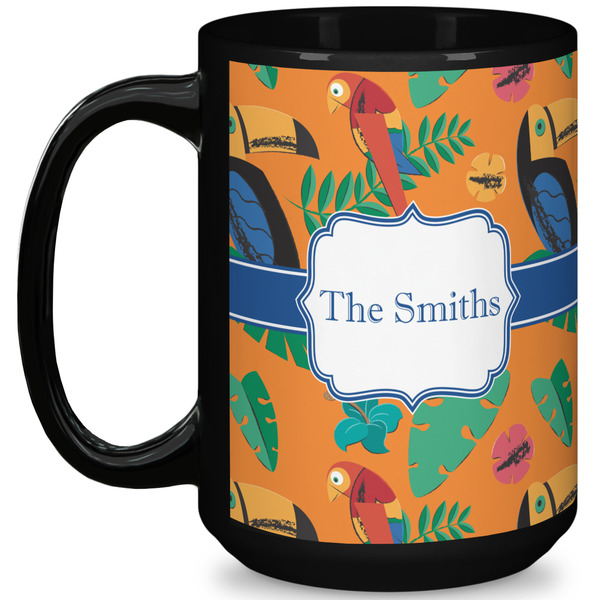 Custom Toucans 15 Oz Coffee Mug - Black (Personalized)