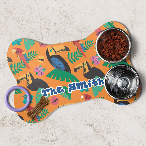 Toucans Dog Bone Shaped Mat Lifestyle