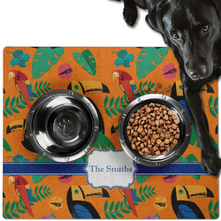 Toucans Dog Food Mat - Large w/ Name or Text