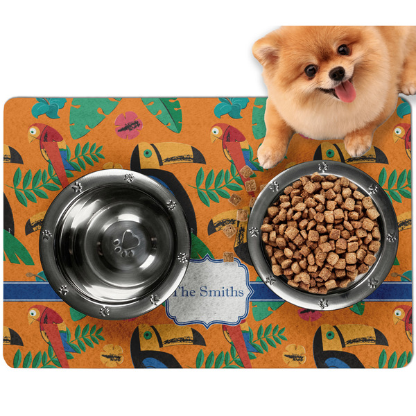 Custom Toucans Dog Food Mat - Small w/ Name or Text