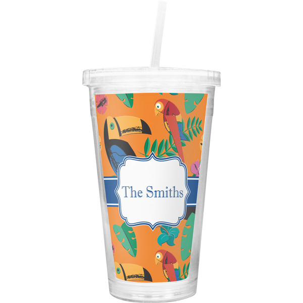Custom Toucans Double Wall Tumbler with Straw (Personalized)