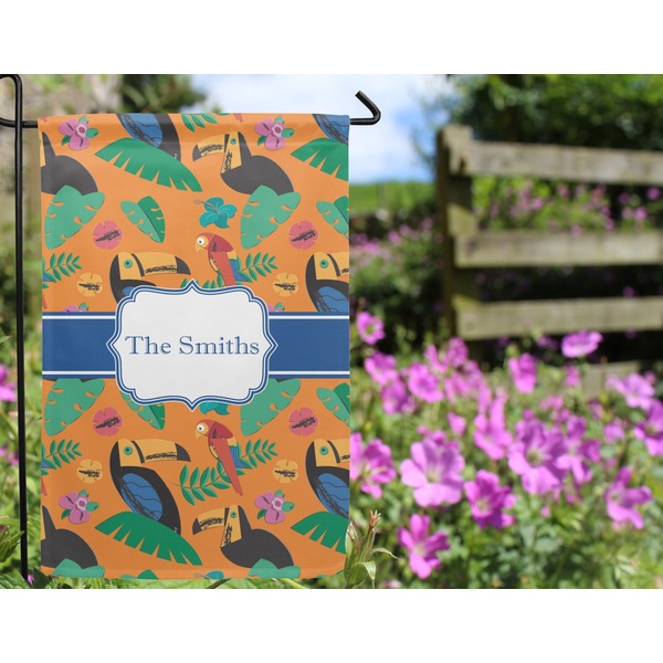 Toucans Garden Flag - Outside In Flowers