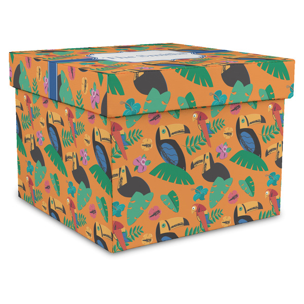 Custom Toucans Gift Box with Lid - Canvas Wrapped - X-Large (Personalized)