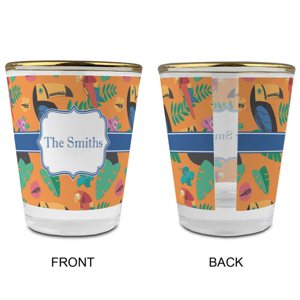 Toucans Glass Shot Glass - with gold rim - APPROVAL