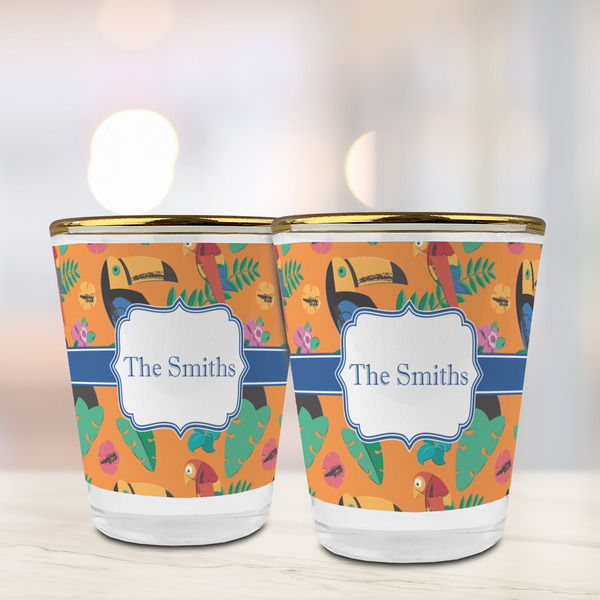 Toucans Glass Shot Glass - with gold rim - LIFESTYLE