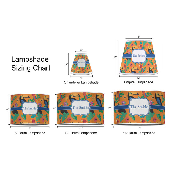 Toucans Lampshade Sizing Chart