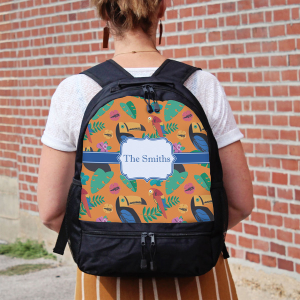 Toucans Large Backpack - Black - On Back