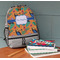 Toucans Large Backpack - Gray - On Desk
