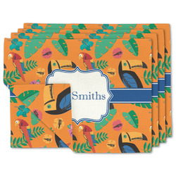 Toucans Double-Sided Linen Placemat - Set of 4 w/ Name or Text