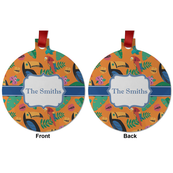 Toucans Metal Ball Ornament - Front and Back